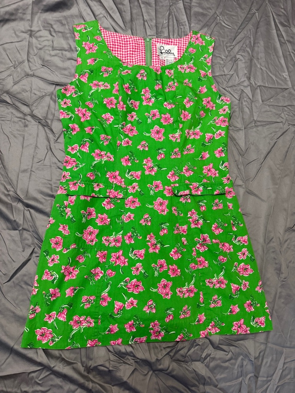 Lilly Pulitzer Green Dress with Pink Floral Print